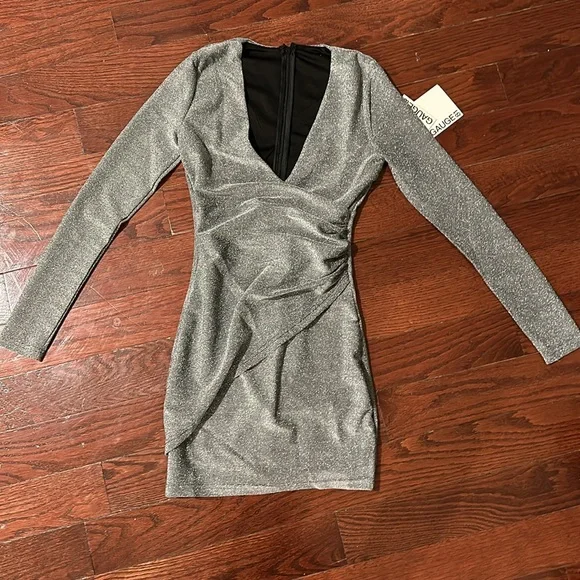 knee length dresses for ladies Bronze Charmed Metallic Drape Dress
